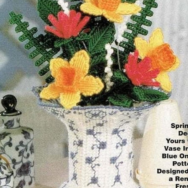 Plastic Canvas Digital PDF Pattern Air Freshener Flower Vase