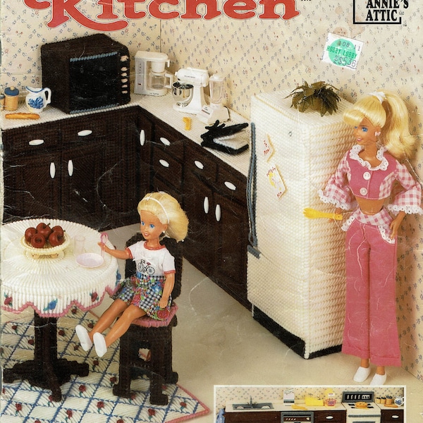 Plastic Canvas Digital PDF Pattern Leaflet Barbie Fashion Doll Kitchen