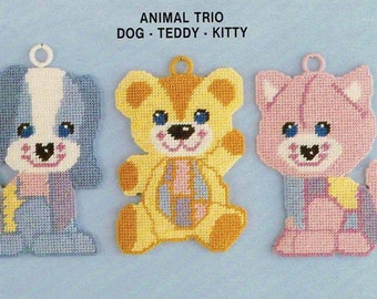 Plastic Canvas Digital PDF Pattern Animal Trio Wall Decorations