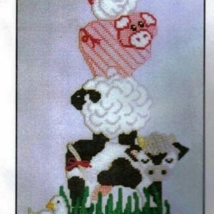 Plastic Canvas Digital PDF Pattern Animal Stack Wall or Door Decoration