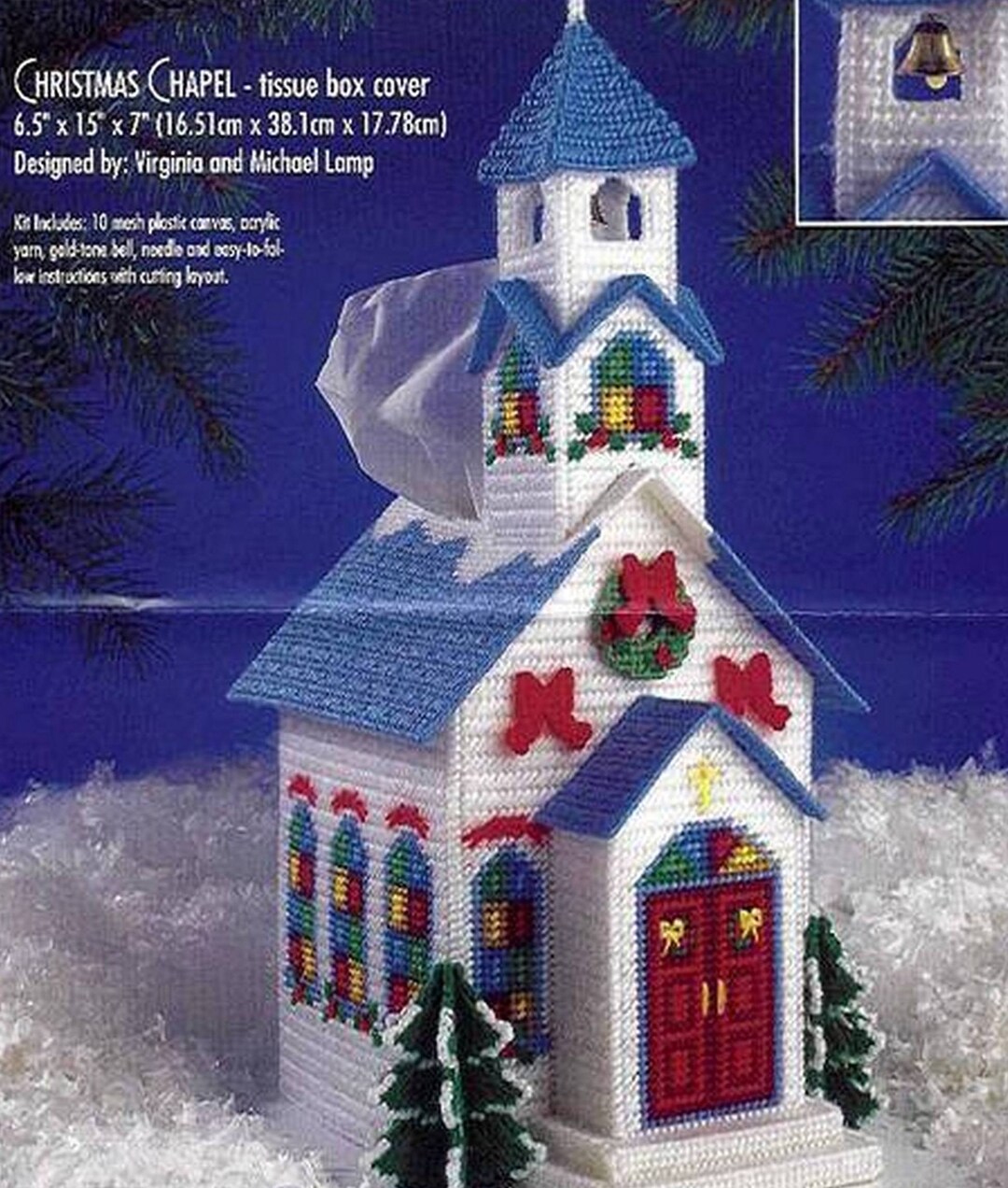 Plastic Canvas Digital PDF Pattern Christmas Chapel Tissue Box Cover 10 ...