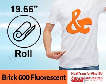 Siser Brick 600 Fluorescent 20" Roll Colors HTV (Iron on): Durable, Vibrant, and Easy to Use