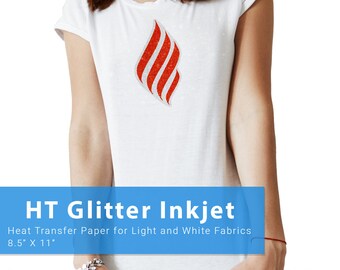 HT Glitter Inkjet Transfer Paper for light and white fabrics (8.5 X 11)