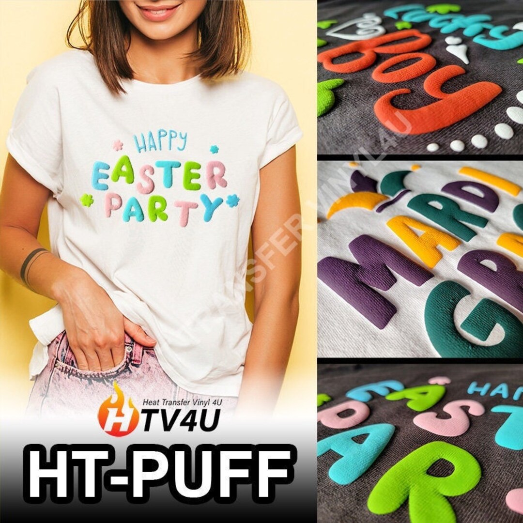 3D PUFF HTV, 180 Colored Puff Vinyl, Puff Heat Transfer Vinyl