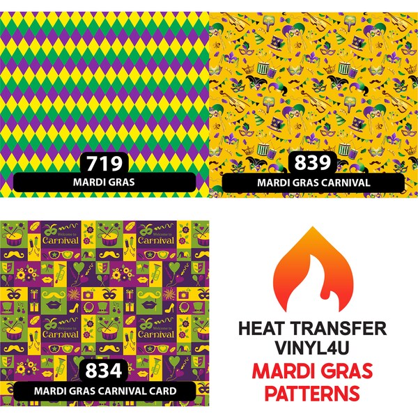mardi gras printed heat transfer vinyl