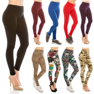 Creamy Soft Solid Basic High Waisted Yoga Leggings by EEVEE, 3 Inch Waist  Band Fits Small, Medium, Large, Women's Fashion 15 Colors 