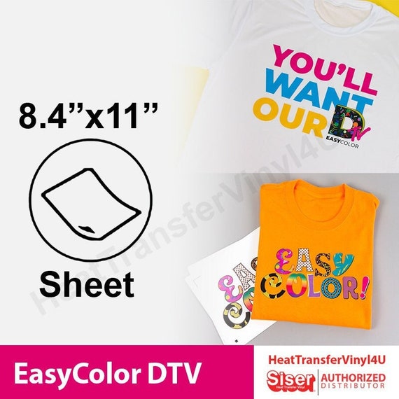 Siser EasyColor DTV 8.4 x 11 Sheets - Inkjet Printer Compatible Heat  Transfer Vinyl (15 Sheets)