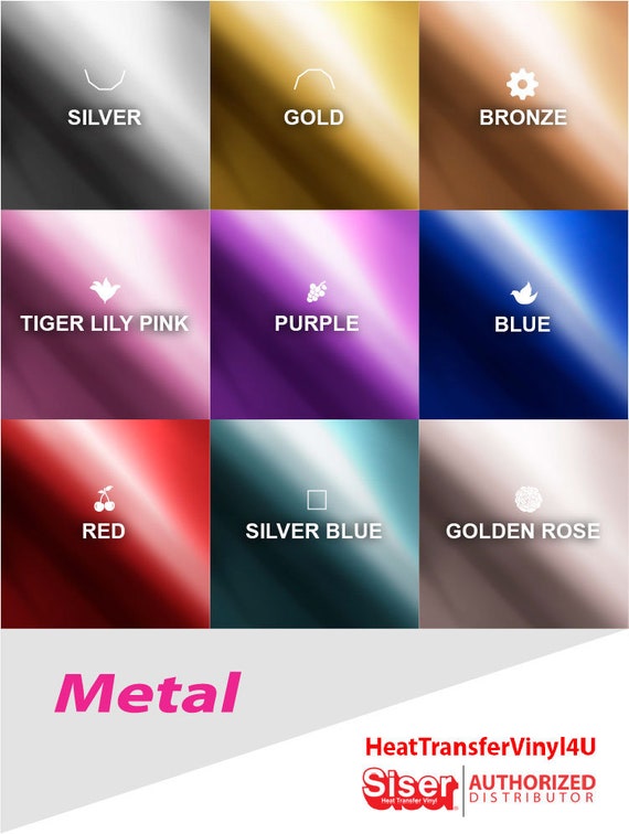 All Colors Siser Metal Heat Transfer Vinyl (HTV) Bundle (9-Colors)