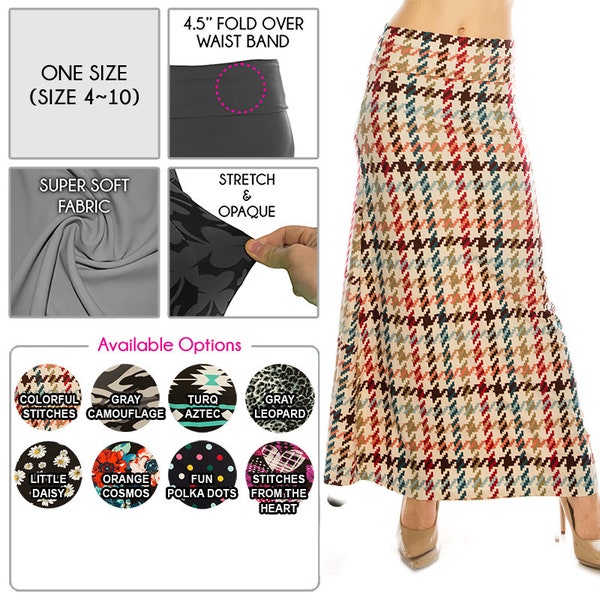 Womens Ultra Soft Premium Fold Over Maxi Skirt One Size (S-M-L) *FREE SHIPPING*