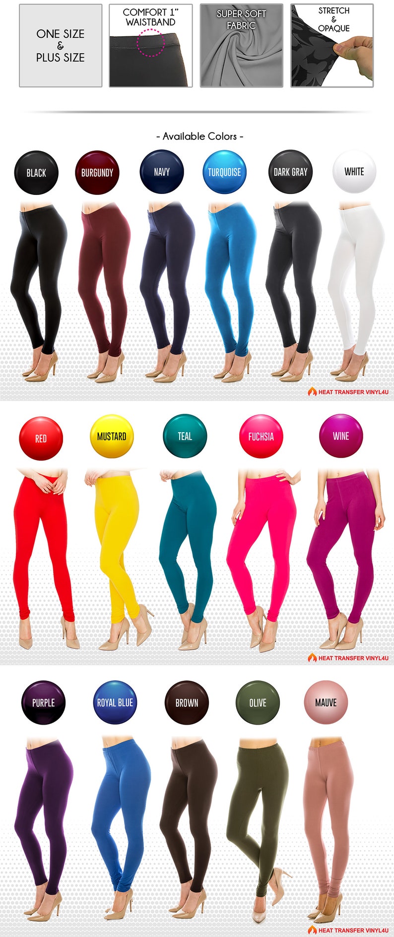 Women's Premium Ultra Soft Solid Color Leggings Combined Shipping Discount image 2