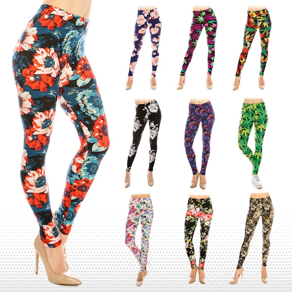 Leggings à motifs floraux et végétaux pour femmes * Livraison gratuite *