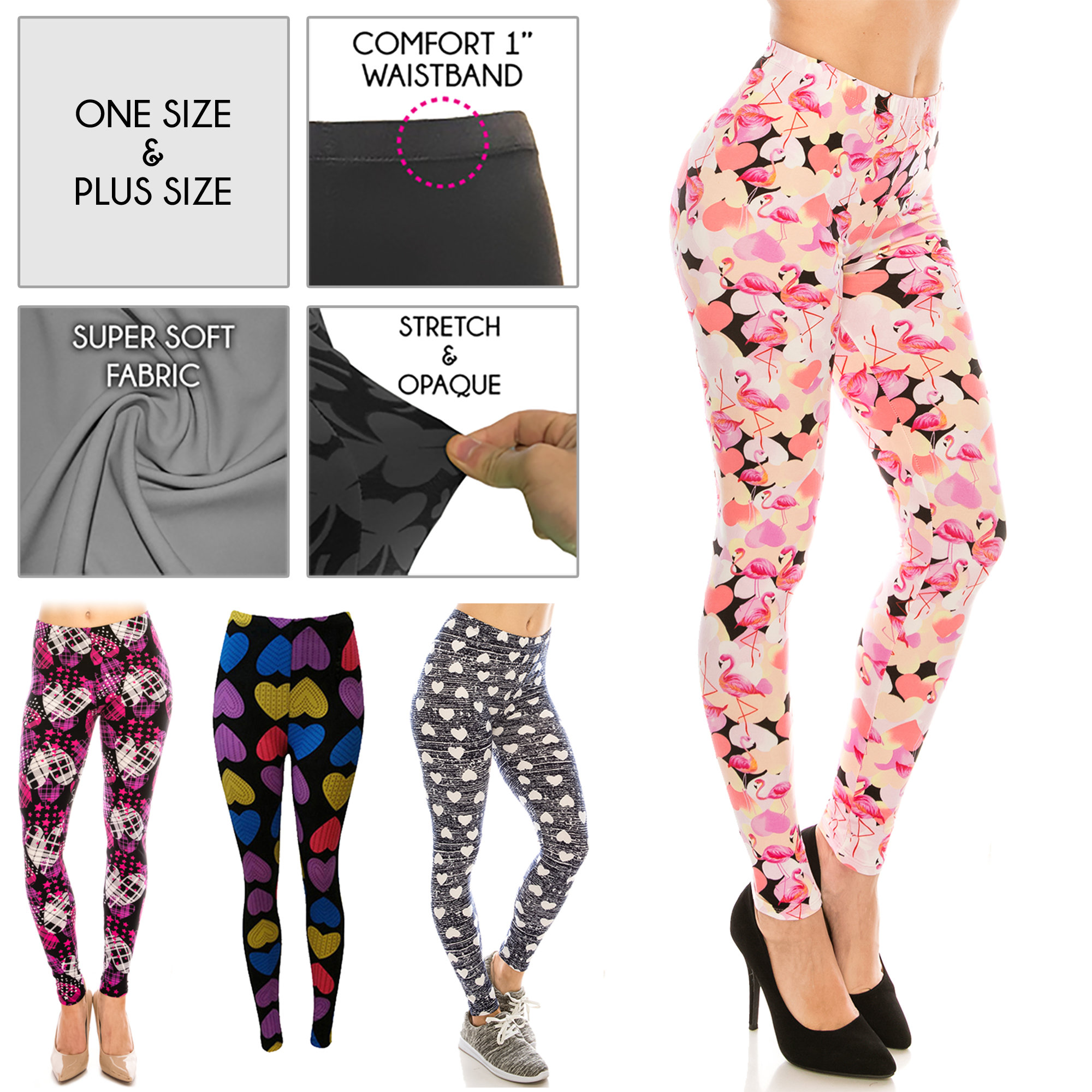 Coconut Palm Flamingo 3D Printed Cozy Lularoe Leggings For Women