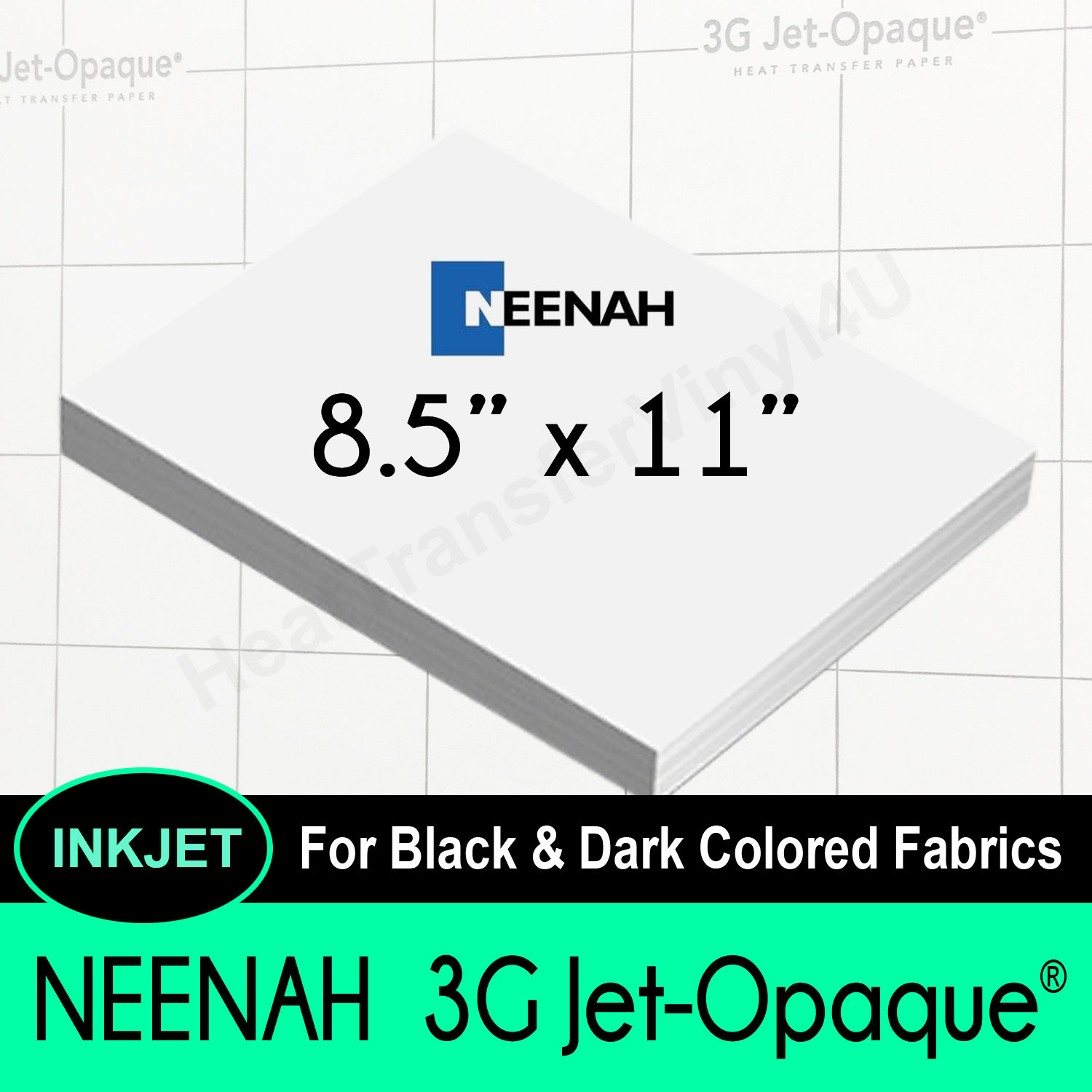 20 sheets Neenah 3G Jet Opaque Heat Transfer Paper for Dark Colors 8.5x11 