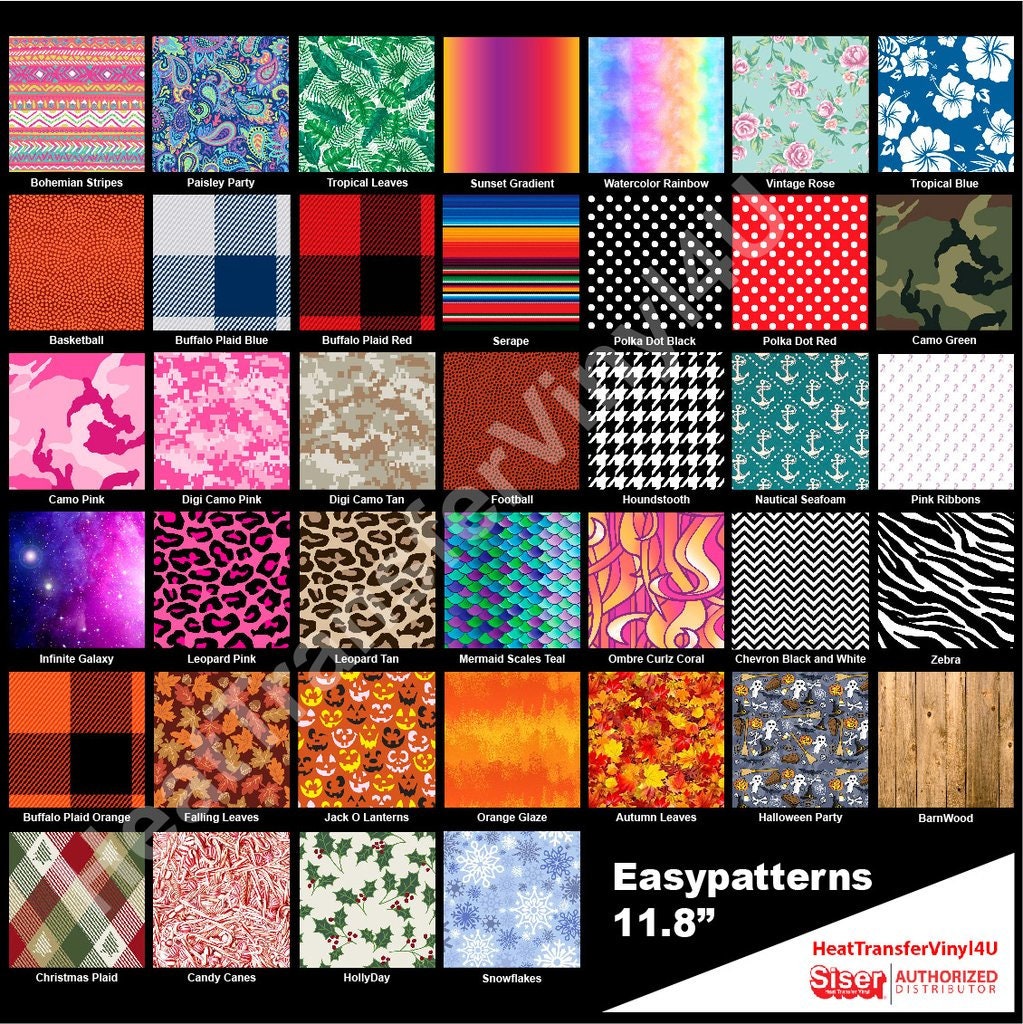 Siser EasyPatterns HTV 11.8 x 12 Sheets Combined Etsy