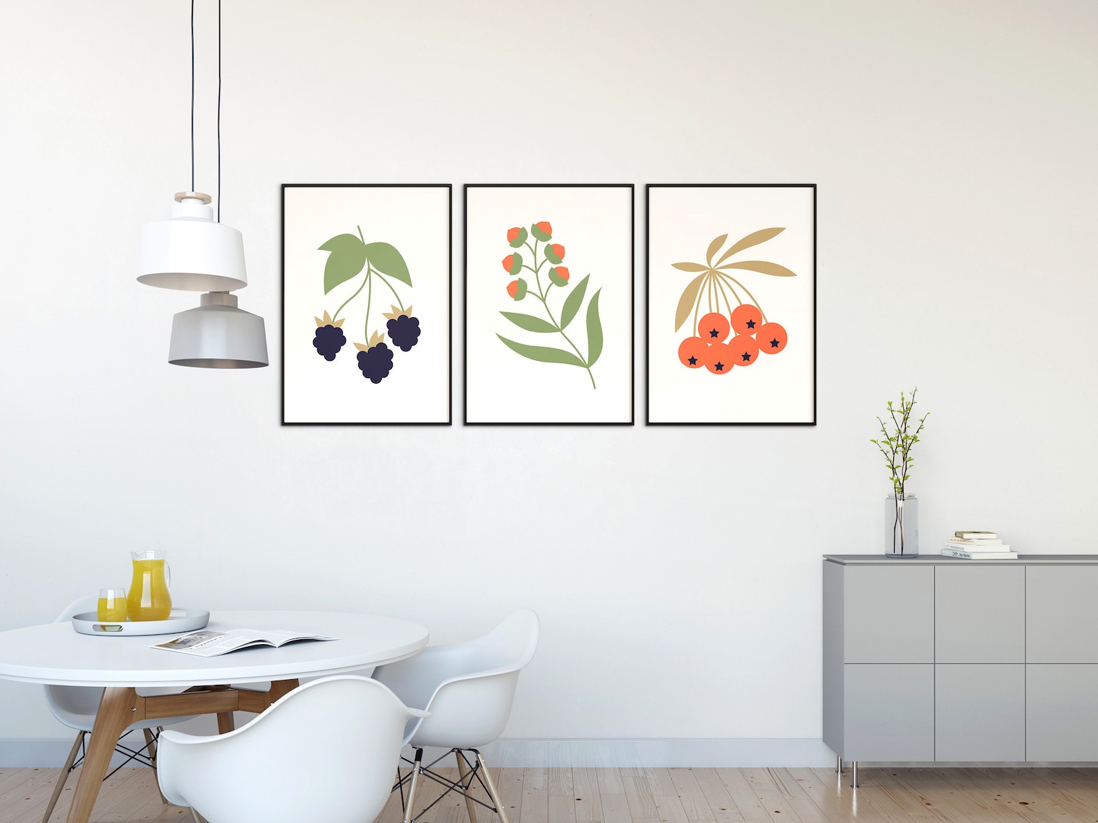 Kitchen Prints Set of 3 Kitchen Wall Art Prints Floral Etsy