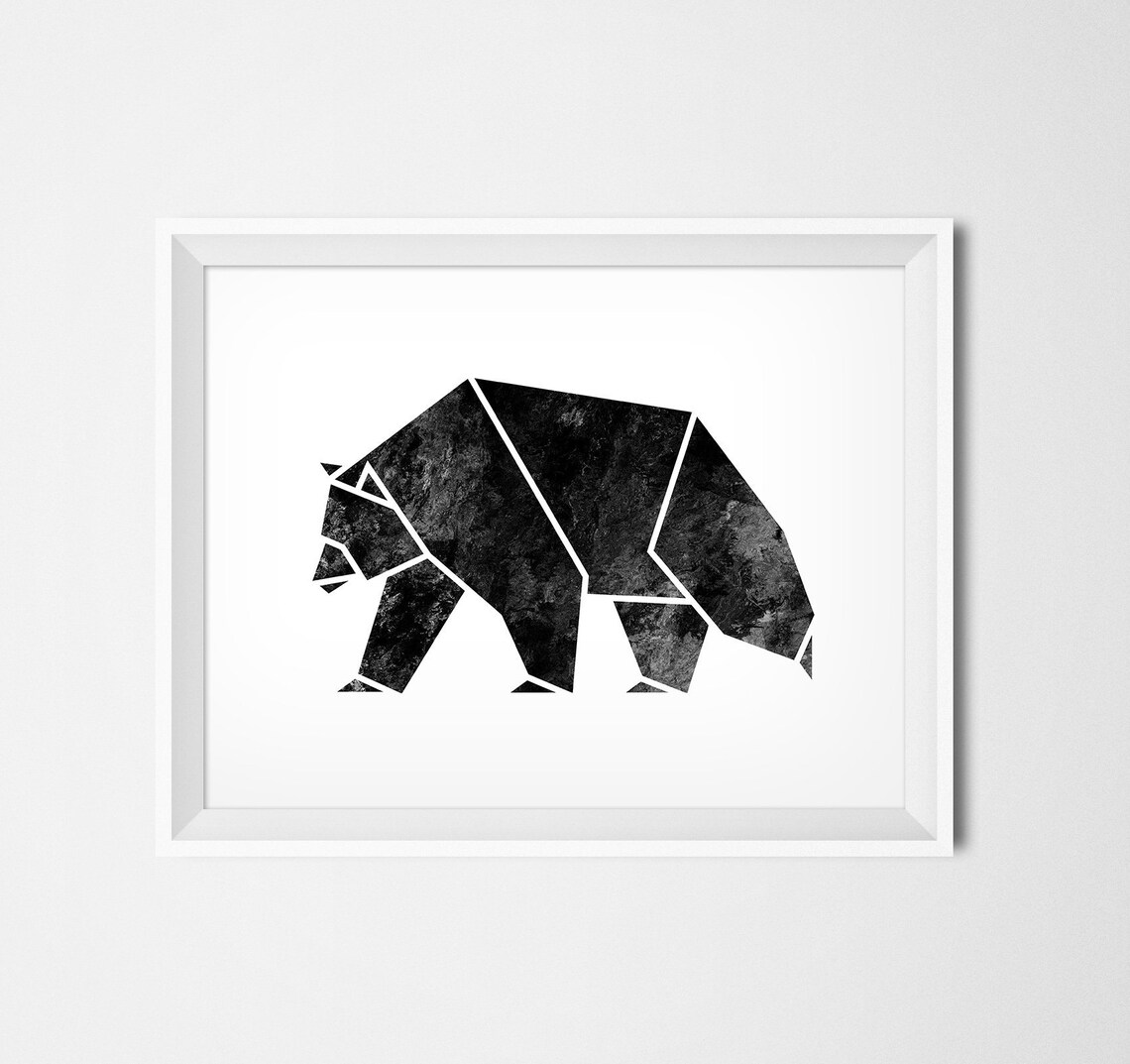 Geometric Bear Wall Decal Woodland Bear Print Geometric Etsy