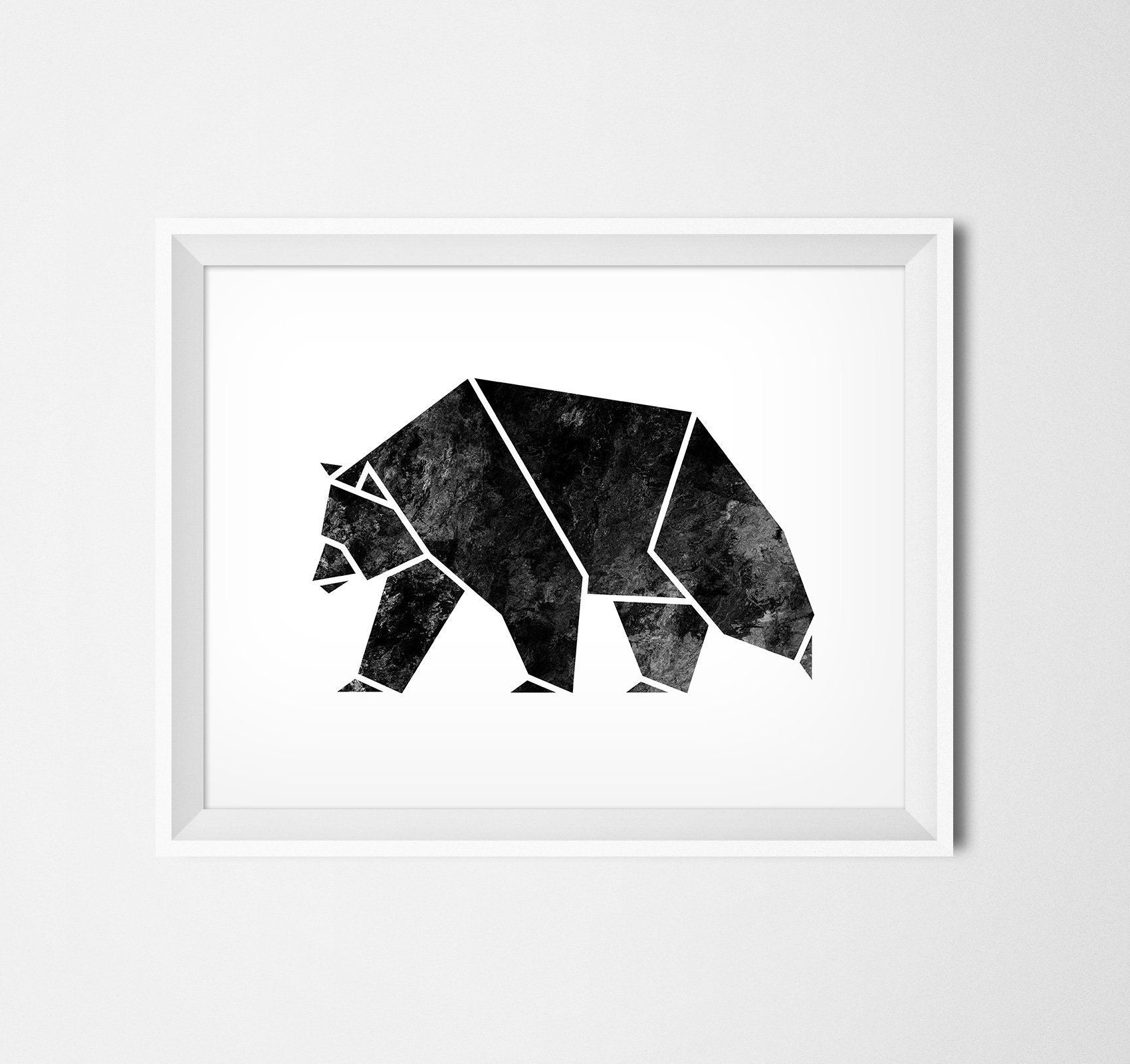 Geometric Bear Wall Decal Woodland Bear Print Geometric Etsy