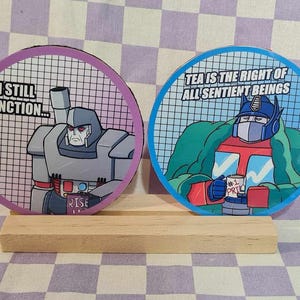 Transformers Optimus Prime & Megatron wooden coasters