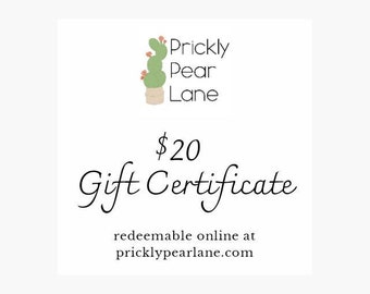 Gift Certificate for Prickly Pear Lane on etsy