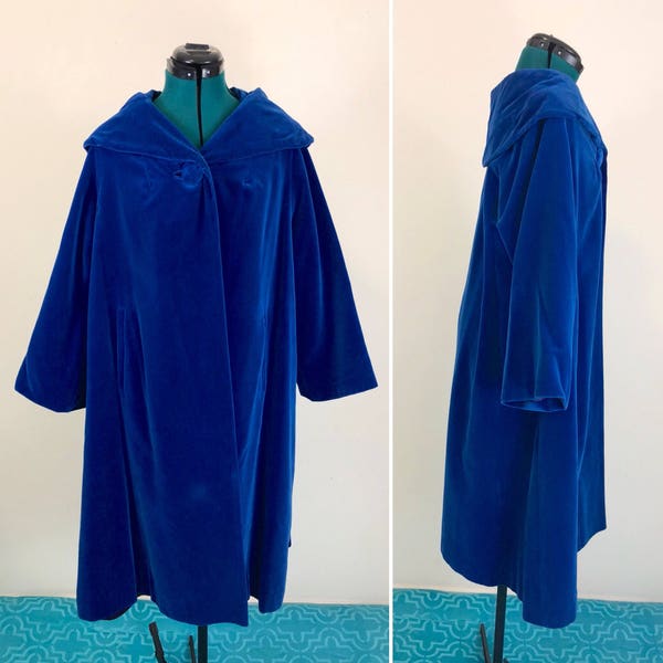 Vintage Blue Evening Coat by Rainbraiker Large X-Large Blue Jacket Winter Jacket