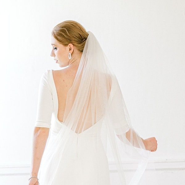 GWEN // Cathedral Long Veil, Tulle Wedding Veil, Soft Bridal Wedding Veil, Ivory Bridal Veil,Simple veil, soft wedding veil long chapel veil