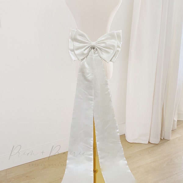 BELLE// Big Satin back Bow Train wedding bridal detachable bow Bridal removeable back bow wedding dress add on bow train long bow pin on