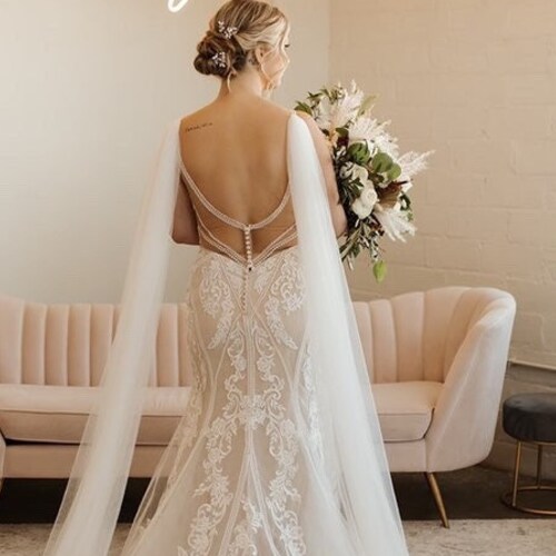 Soft Tulle Bridal Wings, Detachable Wings, Tulle Wedding Dress Wings,Wedding Veil Cape Wings, Winged Veil