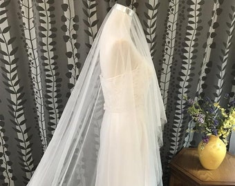 NO COMB Drop Veil, cathedral face cover Tulle Wedding Veil, Soft Bridal Wedding Veil, Ivory Bridal Veil, Simple veil, long chapel veil