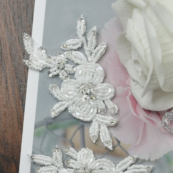 Bridal Beaded Diamond Detail Applique, Bridal Strap applique,bridal shoe applique, Sparkling Rhinestone Applique for gown, DIY wedding dress