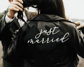 Just Married iron-on decal, Bride denim jacket, Bridal jacket, custom bride jacket, just married, bridal party, Heat Transfer, DIY transfer,