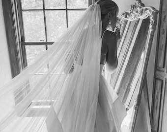 Extra wide cathedral Wedding Veil tulle Bridal Wedding Veil Ivory Bridal Veil long veil wide wedding veil cathedral length veil tulle /GWYN