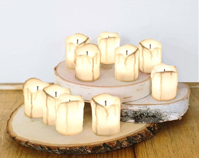 12 LED Flameless Votive Candles, Realistic Warm White Led Candle, Flameless Votive Candle ...