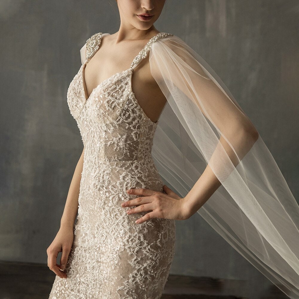 tulle wedding cape