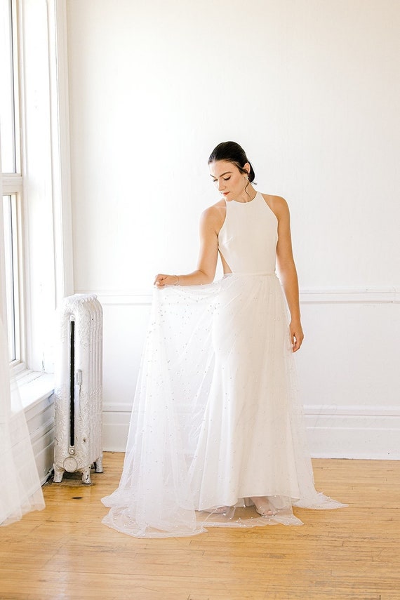 ALAINA modern Tulle Pearl Wedding Overskirt pearl Core Wedding Bridal Skirt bridal Wedding Dress Wrap Skirt pearl Wedding Dress Over Skirt Etsy Denmark
