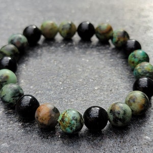 Aztec Offering • Handmade Beaded Gemstone Bracelet Inspired by the Mexica-Aztec Empire with African Turquoise & Golden Obsidian Beads