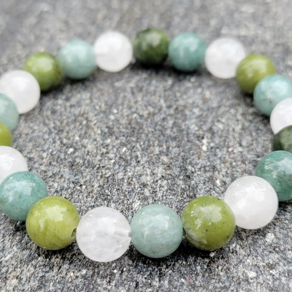 Imperial Dynasty | Handcrafted Bracelet Inspired by Ancient China and Japan with Green Jade, Jadeite, & White Jade Gemstone Beads