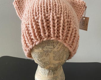 帽子 LOOP YARN SHAGGY CAT EAR KNIT CAP PINK Crochet Cat Hat Crochet Beanie Y2k - Etsy