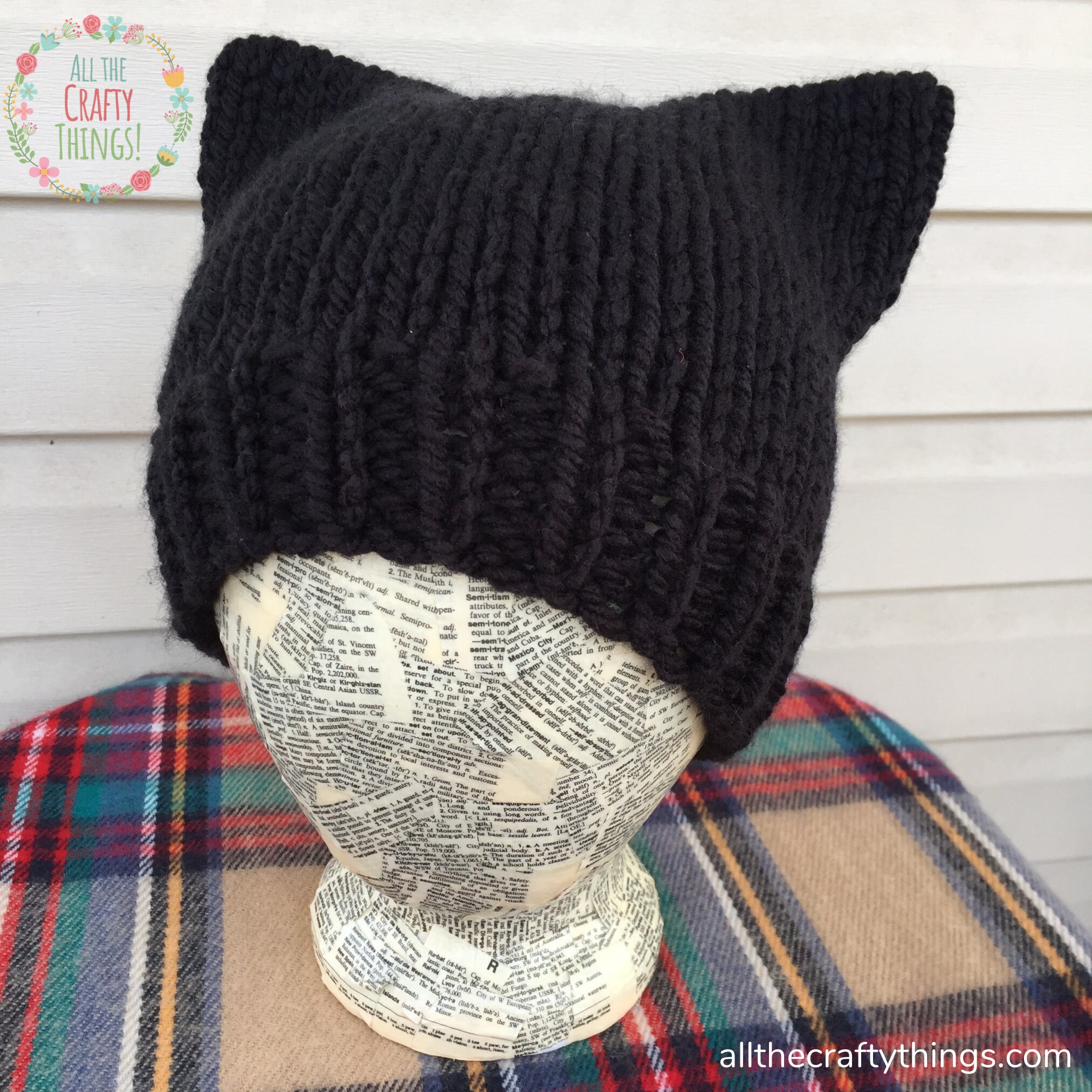 Knitted Kitty Cat Ear Beanie Hat 