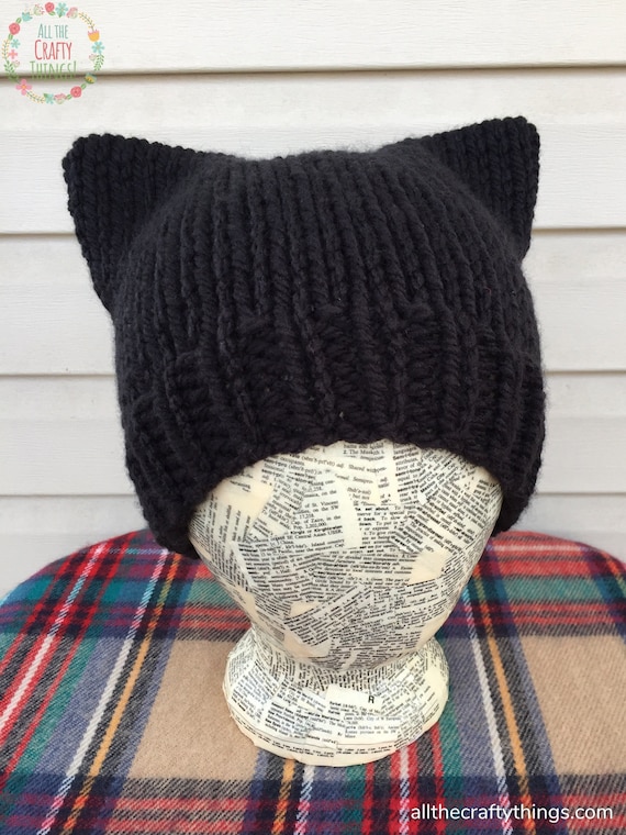 Knitted Kitty Cat Ear Beanie Hat 