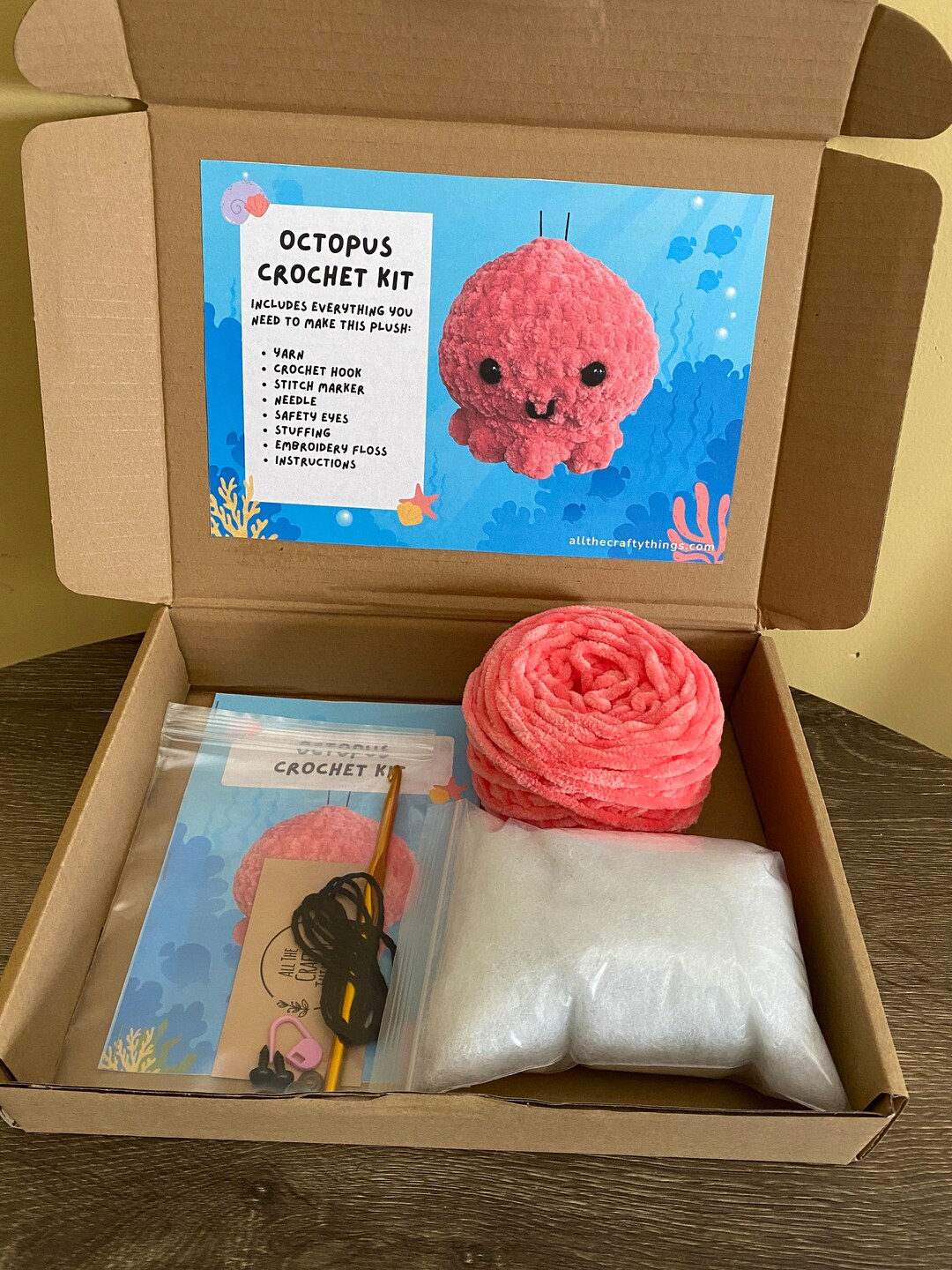 Octopus Crochet Kit Amigurumi Octopus Easy Crochet Starter Etsy