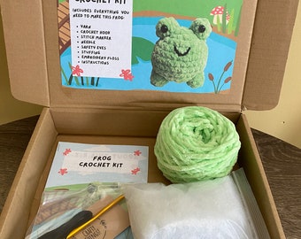 Frog Crochet Kit - Amigurumi Frog, Easy Crochet Starter Kit, Amigurumi Kit, DIY Craft Kit Gift, Crochet Frog Kit