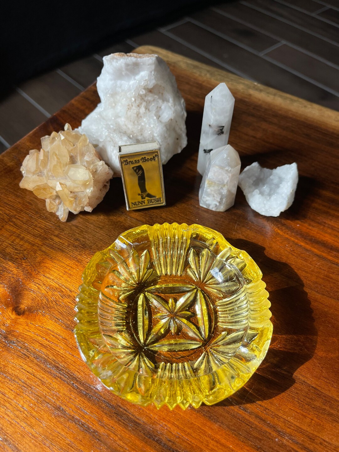 Vintage Yellow Glass Ashtray Etsy