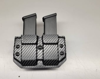 Universal OWB Double Magazine Carrier for Double Stack 9/40 Mags - with Adjustable MRD (Mag Retention Device) | Ambidextrous