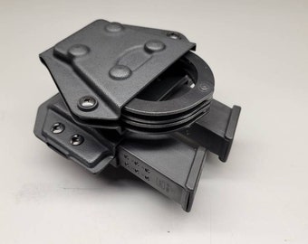 9/40 Peerless Hinged Cuff Holder and Universal OWB Double Magazine Carrier | Double Stack 9/40 Mags |Ambi/Reversible