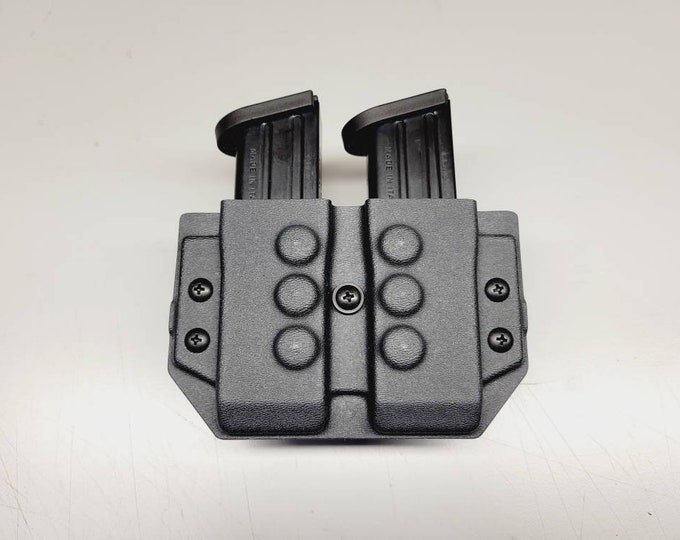 Universal OWB Double Magazine Carrier for Double Stack 45/10 Mags - with Adjustable MRD (Mag Retention Device) | Ambidextrous