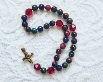 A.S.K.S. Handmade Prayer Beads (Made With Multi-color Mosaic Quartz And Swarovski Crystal)