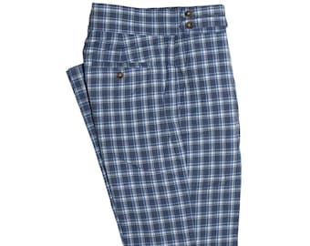 Men's Slim Fit Checkered Dress Pants: Blue & Red Poly Rayon Blend - Etsy