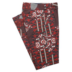 Mens Gurkha Pants, Red Black Geometric Abstract, Slim Straight High Waist, Flat Front Dress Trousers, Formal Wedding, Casual Chinos, 32