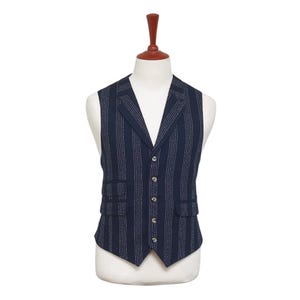 Herren Weste 44R Blau Weiß Gestreift Wolle Weste XL Formelle Hochzeit Bräutigam Party Business Casual Büroarbeit Preppy Weihnachten Urlaub Geschenkidee