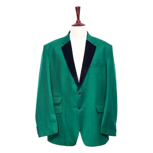 Mens Blazer, Green Wool Velvet, Dress Formal Party Jacket, Groom Wedding, Evening Dinner Sport Coat, Tuxedo Suit, Handmade 48R